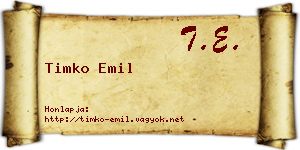 Timko Emil névjegykártya